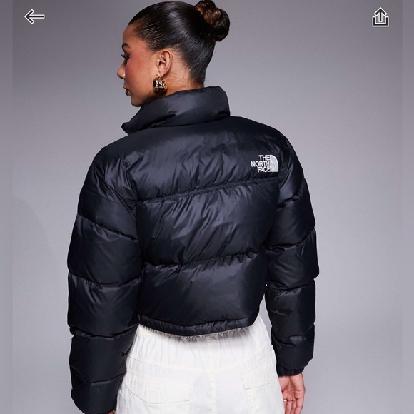 The North Face Nuptse Cropped Jacket In Black - Picture 3 of 8